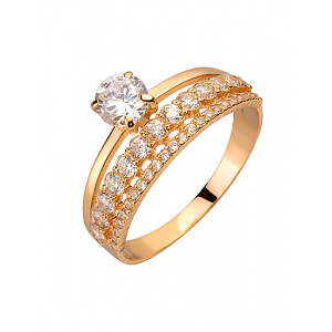 Золота каблучка з фіанітом (цирконієм куб.) (01-200816083) фотографія