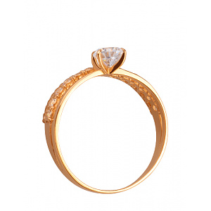 Золота каблучка з фіанітом (цирконієм куб.) (01-200816083) фотографія