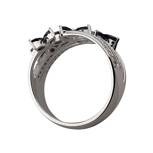 Золотое кольцо с бриллиантами  и  сапфирами (2б_к-153) картинка Золотое кольцо с бриллиантами  и  сапфирами (2б_к-153) фотография