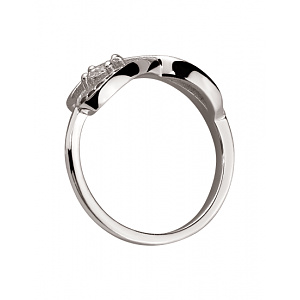 Золота каблучка з діамантом  та  сапфірами (2б_к-277) фотографія