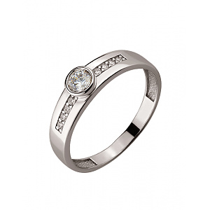 Золотое кольцо с цирконием куб. (01-19113084) фотография