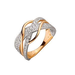 Золотое кольцо с цирконием куб. (01-19326384) фотография