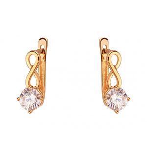 Золоті сережки з цирконієм куб. (01-200159884) фотографія