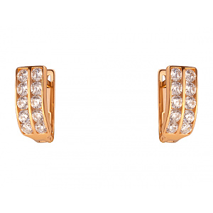 Золоті сережки з цирконієм куб. (01-200159984) фотографія