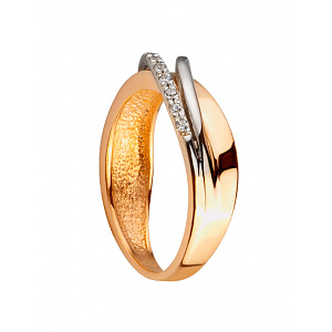 Золотое кольцо с цирконием куб. (01-200438284) фотография