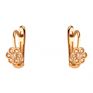 Золотые серьги с фианитом (цирконием куб.) (01-200627484) фотография