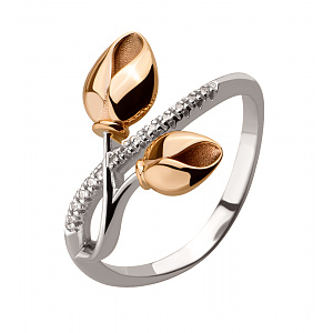 Золота каблучка з цирконіями (4б_к-223) фотографія