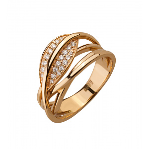 Золота каблучка з діамантами (8б_к-139) фотографія