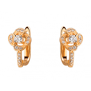 Золотые серьги с цирконием куб. (01-19279085) фотография