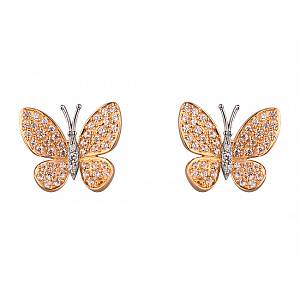 Золотые серьги с цирконием куб. (01-200092585) фотография