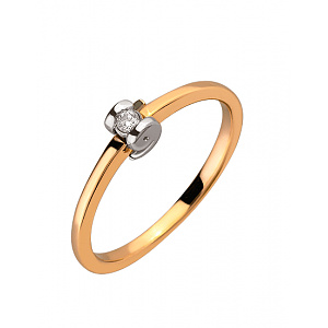 Золотое кольцо с бриллиантом (01-200159985) фотография