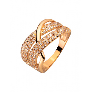 Золотое кольцо с цирконием куб. (01-200243985) фотография