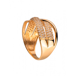 Золотое кольцо с цирконием куб. (01-200243985) фотография