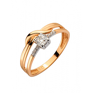 Золотое кольцо с цирконием куб. (01-200535085) фотография