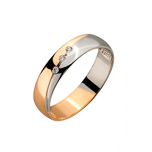 Золота обручка з діамантами (01-200539585) фотографія