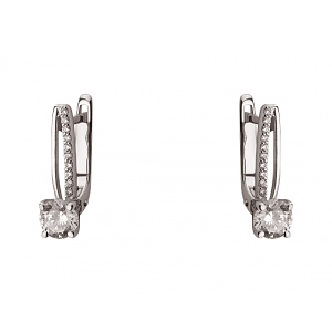 Золоті сережки з цирконієм куб. (01-200573485) фотографія