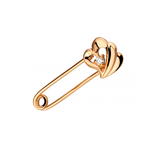 Золотая булавка с фианитом (цирконием куб.) (01-200749385) фотография