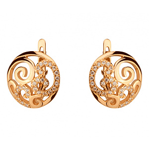 Золоті сережки з фіанітом (цирконієм куб.) (01-200755485) фотографія