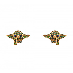 Золоті сережки з фіанітами  та  корундами синтетичними (1б_с-266) фотографія