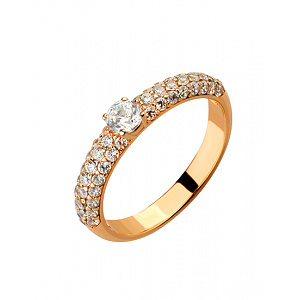 Золотое кольцо с цирконием куб. (01-19053986) фотография