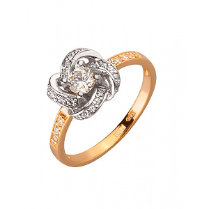 Золотое кольцо с цирконием куб. (01-200020586) фотография