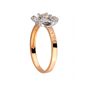 Золотое кольцо с цирконием куб. (01-200020586) фотография