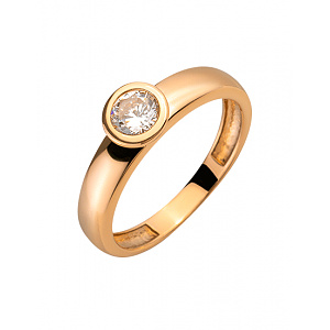 Золотое кольцо с цирконием куб. (01-200243986) фотография