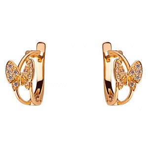 Золоті сережки з цирконієм куб. (01-200336386) фотографія