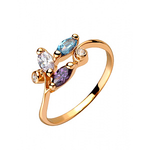 Золота каблучка з цирконієм куб. (01-200432986) фотографія