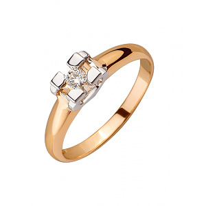 Золота каблучка з діамантом (01-200449086) фотографія