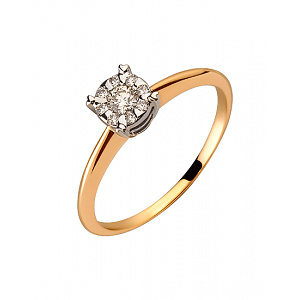 Золота каблучка з діамантами (01-200462086) фотографія