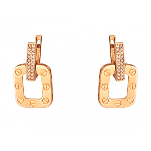 Золотые серьги с фианитом (цирконием куб.) (01-200788486) фотография