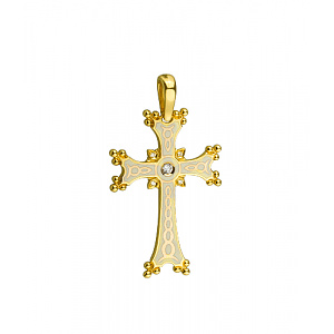 Золотой  крестик с бриллиантами  и  емаль (01-200851686) фотография