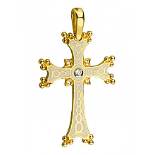 Золотой  крестик с бриллиантами  и  емаль (01-200851686)
