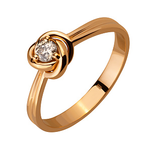 Золота каблучка з діамантом (1б_к-198) фотографія