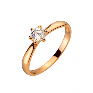 Золотое кольцо с цирконием куб. (01-200230587) фотография