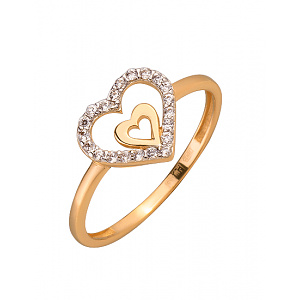 Золотое кольцо с цирконием куб. (01-200283087) фотография