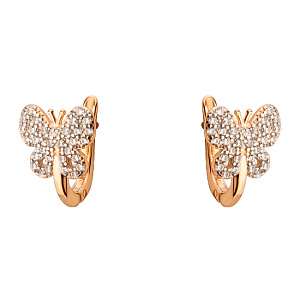 Золоті сережки з цирконієм куб. (01-200573487) фотографія