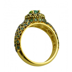 Золотое кольцо с топазами  и  цаворитом (12б_к-200) фотография