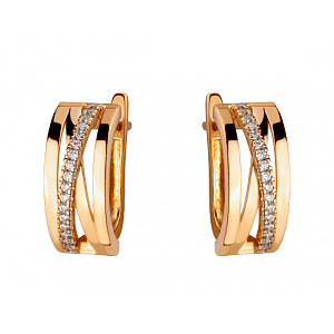 Золотые серьги с цирконием куб. (01-200418488) фотография