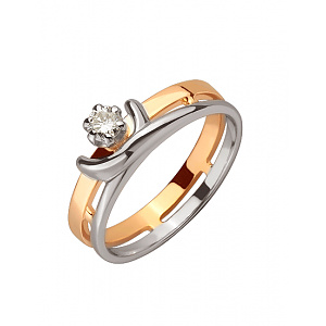 Золота каблучка з діамантом (01-200432988) фотографія