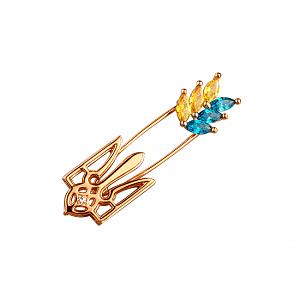 Золотая булавка с цирконием куб. (01-200481188) фотография