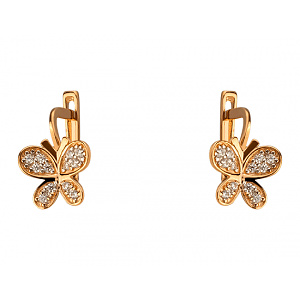 Золоті сережки з цирконієм куб. (01-200590088) фотографія