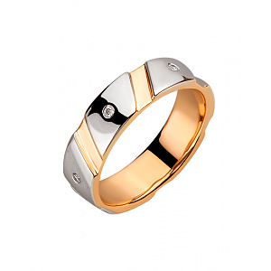 Золота обручка з діамантами (01-200616888) фотографія