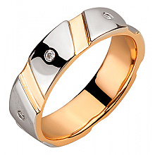 Золота обручка з діамантами (01-200616888)