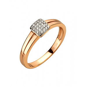 Золота каблучка з діамантами (01-200627388) фотографія