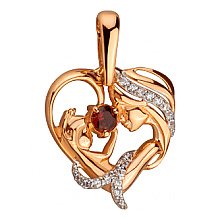 Золотий кулон з гранатом  та  фіанітом (цирконієм куб.) (01-200819288)