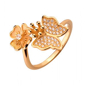 Золота каблучка з фіанітами (1б_к-233) картинка Золота каблучка з фіанітами (1б_к-233) фотографія