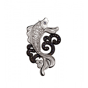 Золотая брошь с бриллиантами  и  сапфирами (11б_бр-017) фотография