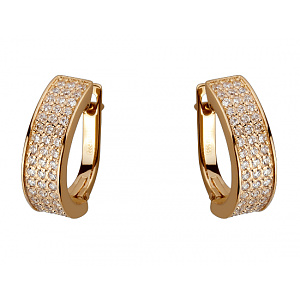 Золотые серьги с цирконием куб. (01-18385389) фотография